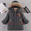 New Fashion Style Winter Keep Warm Boys Jacket Letter Lining With Plush Fur Collar Hooded Heavy Coat For Kids