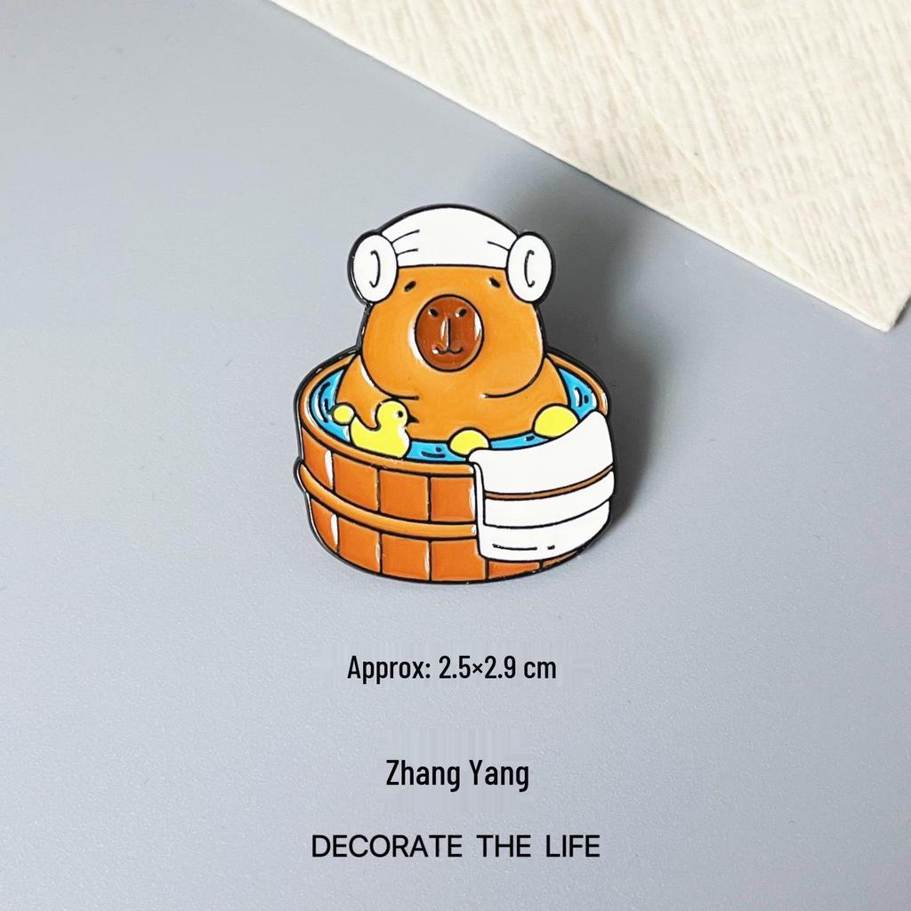 Broche Mignonne en Dessin Animé Capybara pour Sacs et Sacs à Dos