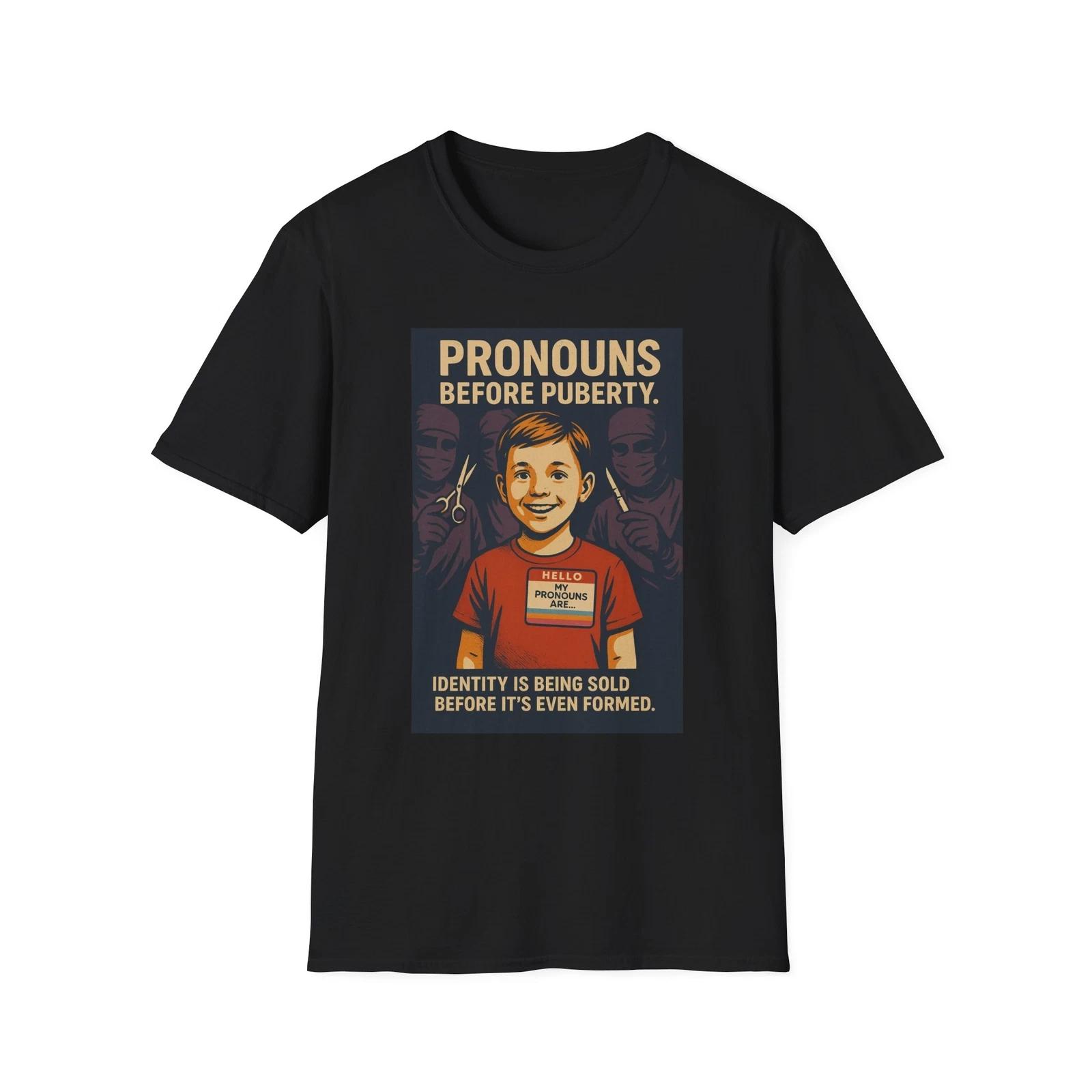 Pronouns Before Puberty Shirt, Anti-Marxist American Pride Tee, Political Tee M