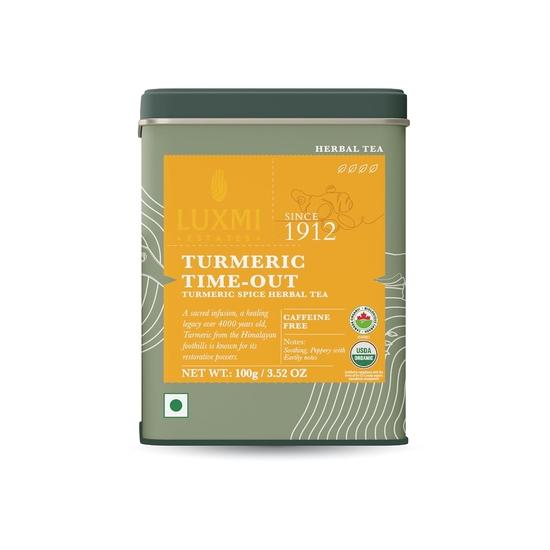 LUXMI Estates Turmeric Time-Out Herbal Loose Tea - 100 Gm Pack | Certified Usda Organic Herbal Tea | 50 Cups