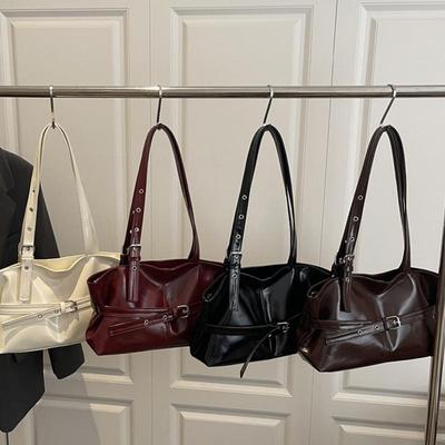 Gürteldesign Damen PU Leder Schultertaschen Motorradstil Heiße Mädchen Achseltasche Große Kapazität Weibliche Lässige Tote Handtaschen