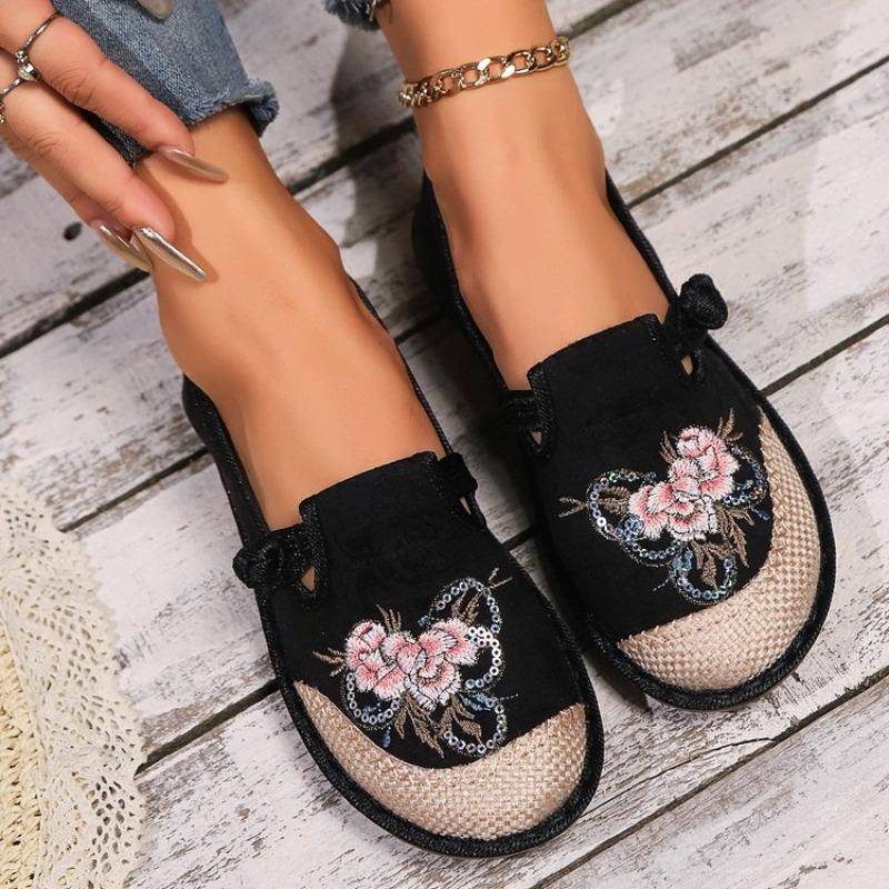 Fashion Colourful Embroider Flowers Soft Sole Shoes Women Patchwork Big Size Casual Shoes Comfort Light Spring New Ladies Walking Shoes