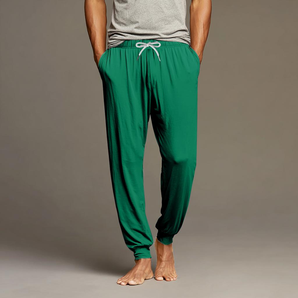 Men's Drawstring Pocket Cuffed Casual Pants Home Sleep Pants