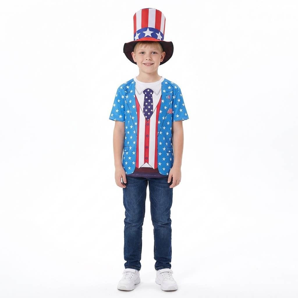 Independence Day Costume Unisex Uncle Sam Hawaiian Jumpsuit For Stage Performances
