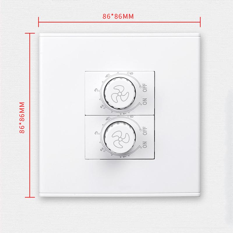 86 Typ Decken-Universalventilator-Einstellung Stufenloser Geschwindigkeitsregler 15W-200W Lüfterschalter Wandpaneel 220V Weiß Regler-Gouverneur