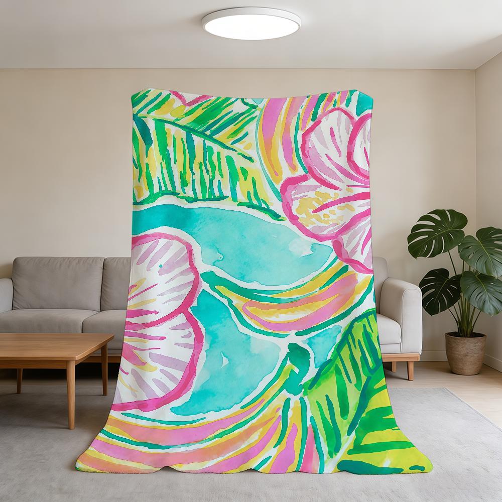 

Cool Fashion Flower Painting Blanket Flannel Warm Soft Throw Blanket For Room Sofa Childish Birthday Gifts 30x40in