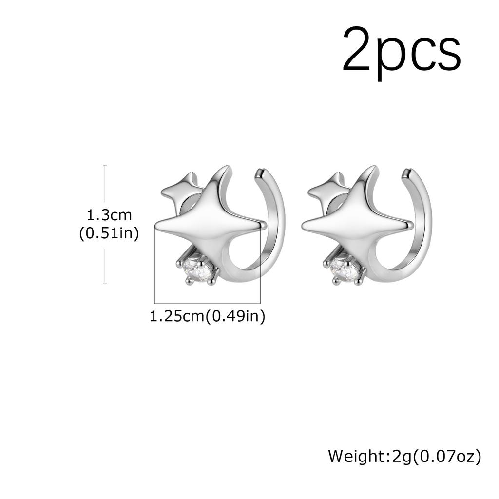 Star Ear Cuff Non Piercing Double Starburst Minimalist Wrap Cartilage Earrings for Women Men Jewelry Gift