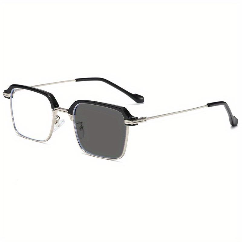 3pcs Fashion Business Light Change Reading Glasses Men and Women Metal Square Frame Myopia Glasses 0 to+4.0 Neutral