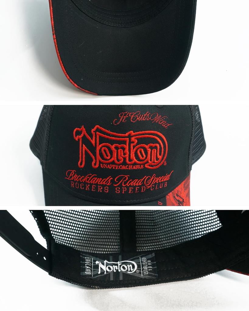 Norton Camo Twill Mesh Cap with Embroidered Logo Free Men's (251n8701) (JP, Alphabet, Size, Black)