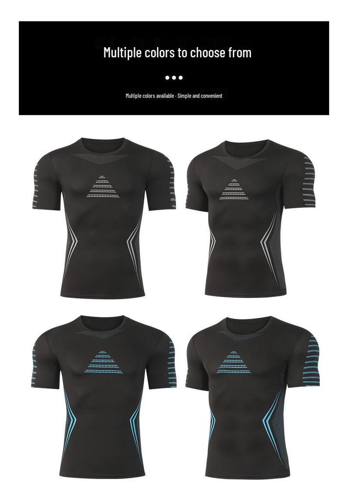 Men's Quick-Dry Athletic Tee - Breathable, Sweat-Wicking, Tight-Fit for Running and Fitness