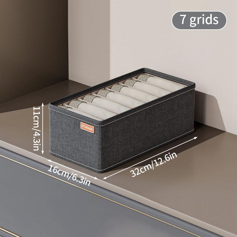 7/16/24 Grid Underwear Storage Box Cotton Linen Clothing Bra Cabinet Drawer Sock Storage Box Wardrobe Clothes Divider