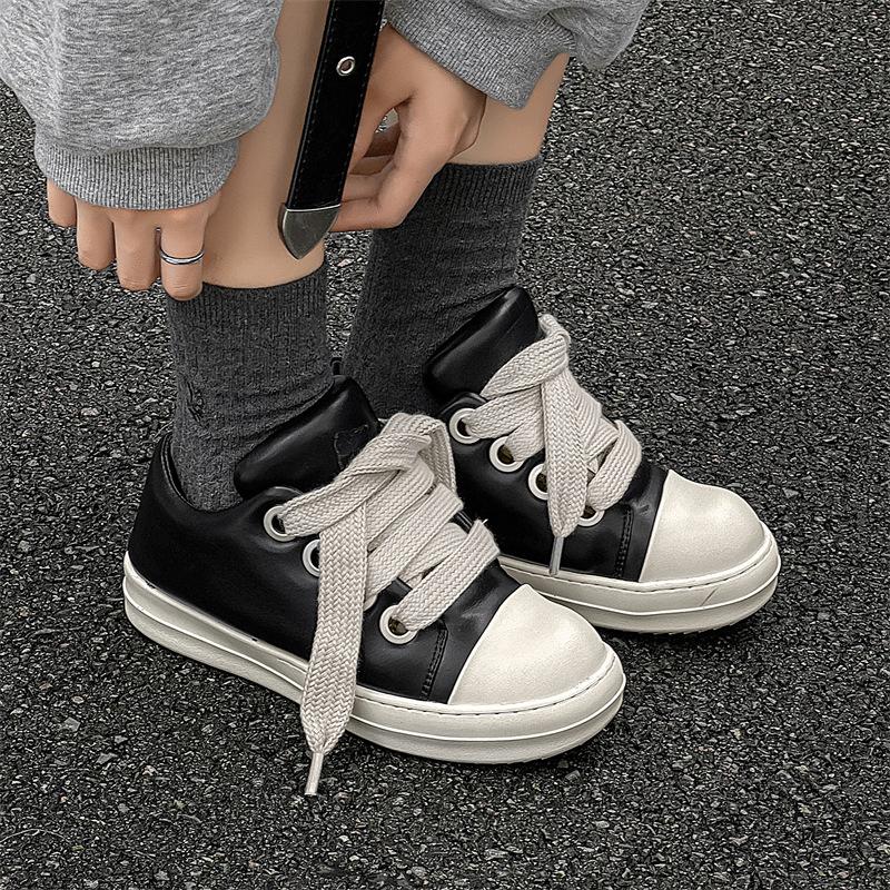 Trendy Men's Shoes Niche Design Sense Thick-soled Versatile Board Shoes Hong Kong Style American High Street Bread Shoes 6261-A