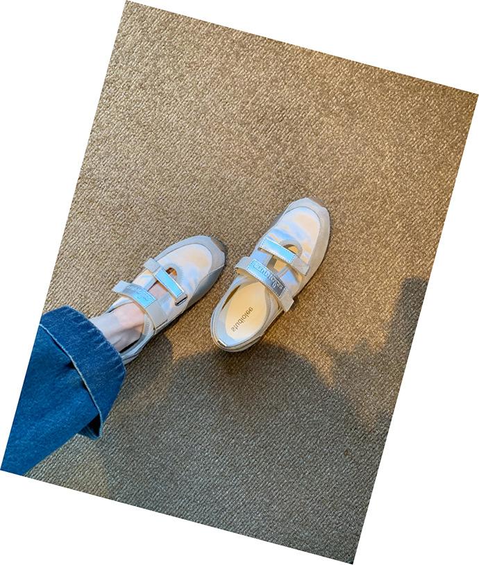 Water drop hollow double Velcro color matching ballet casual shoes leather soft sole not tired feet thin round head flat sole single shoes