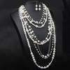 Elegant Multilayer Pearls Necklace and Earrings Set for Women Featuring Handmade Beading and Fashionable Designs