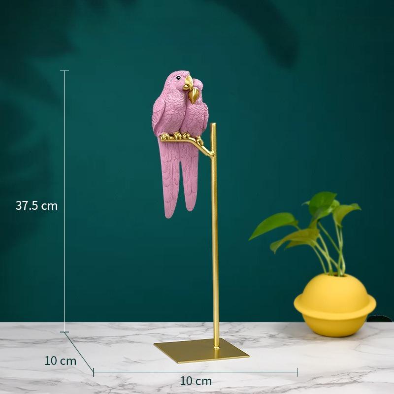 European Style Creative Parrot Resin with Copper TV Cabinet Decor Living Room Home Ornament