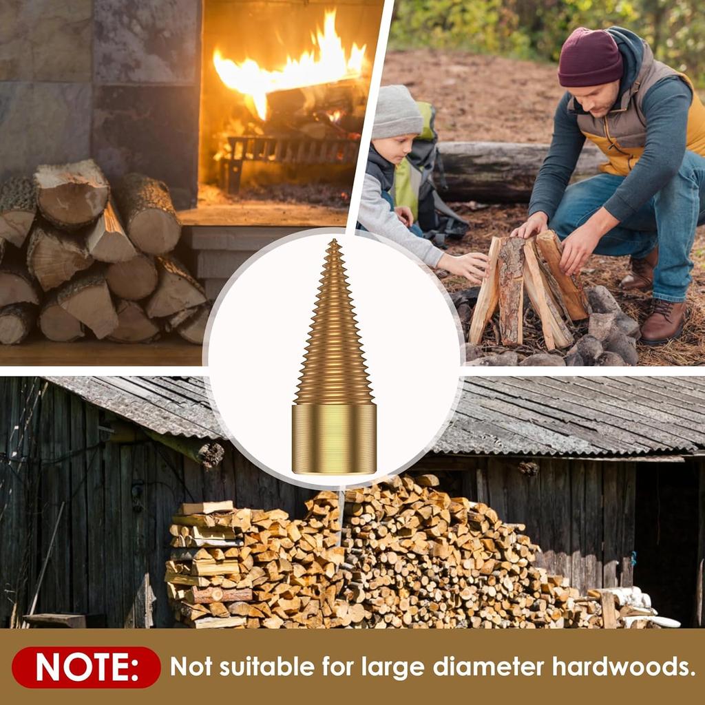 Firewood Drill Bit Set, Easy To Use Fire Wood Splitter Drill Bit Tool, High Efficient Wood Splitting Drill Bit with 4 Replacement Rod, Wear Resistant