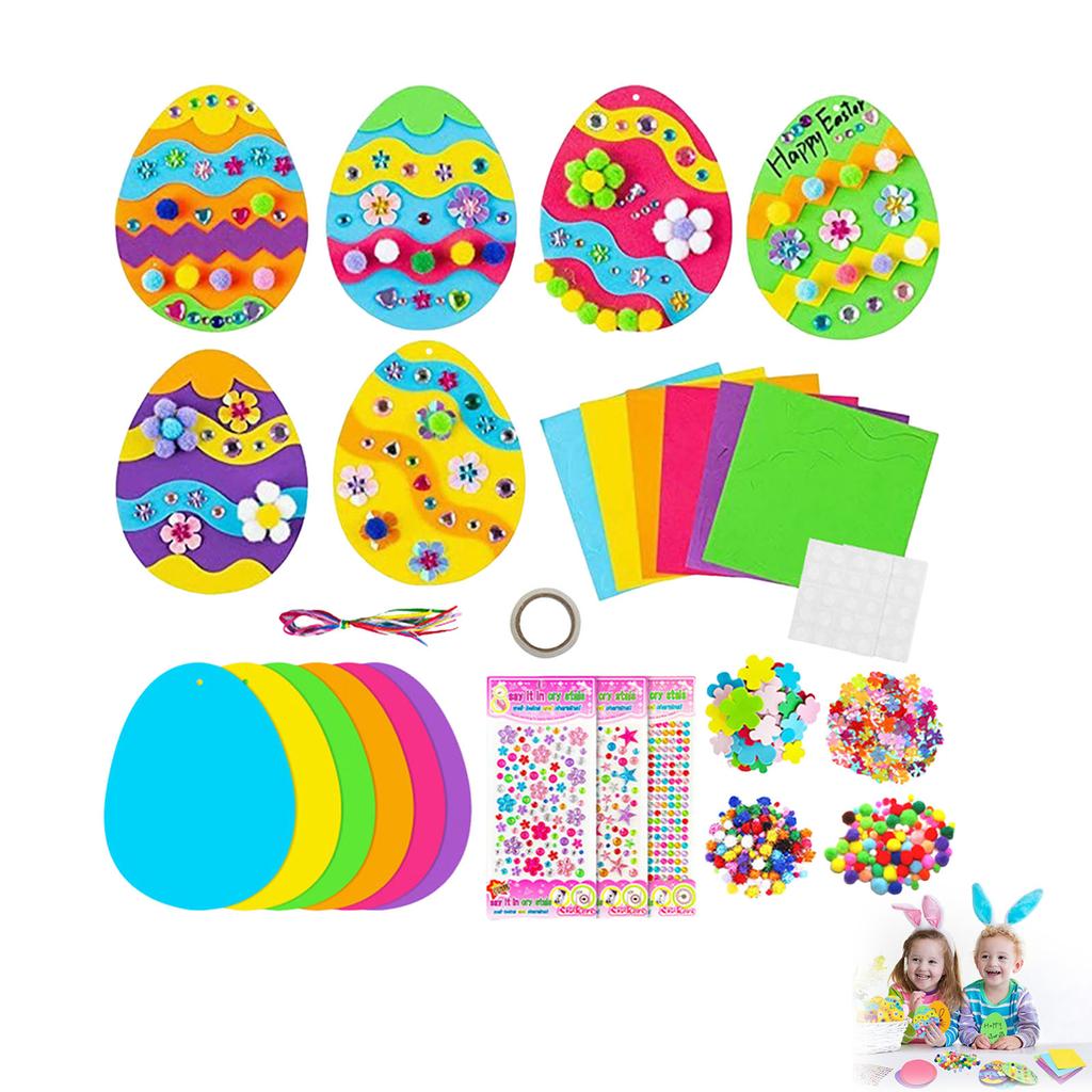 Arts And Crafts For Kids Ages 8-12 Girls Painting Easter Foam Sticker Set Egg Craft Diy Easter Eggs Rabbits And Chicks