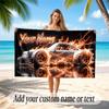 Car Racing Theme Beach Towel Personalized Custom Name & Text Soft Quick Dry Beach Towel for Swimming Travel