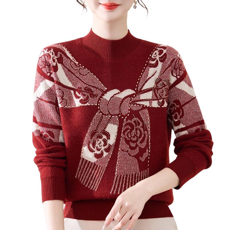 Stylish Winter Knitted Sweater for Middle-Aged Women