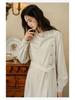 Women's French Stand Collar Belted Long Dress - Early Spring 2026, Elegant and Stylish with a High-End Waist-Cinched Design.
