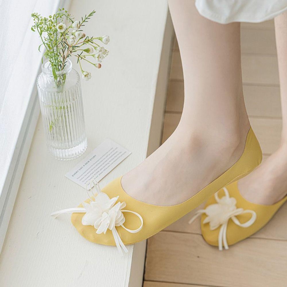 

Мягкие цветочные носки, удобные чулочно-носочные изделия с бантом, модные носки Ice Silk Boat Socks для женщин