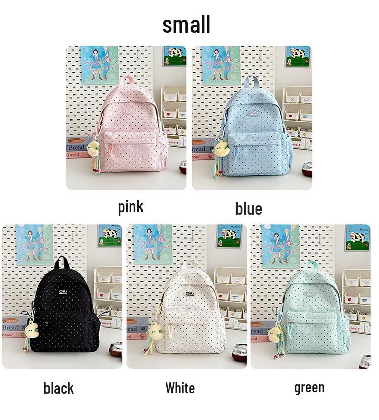 Polka Dot Cute Japanese Backpack for Elementary & Junior High Students - Durable Double Shoulder School Bag