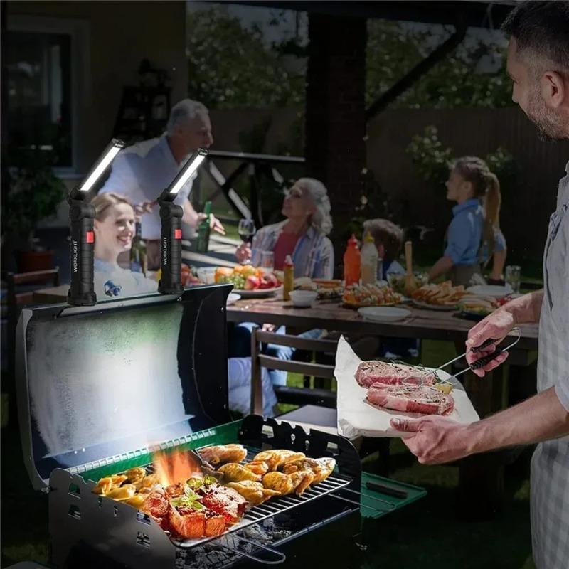 COB LED Folding Flashlight Portable Magnetic Work Light Lantern USB Rechargeable Emergency Repair Camping Torch Lamp With Hook