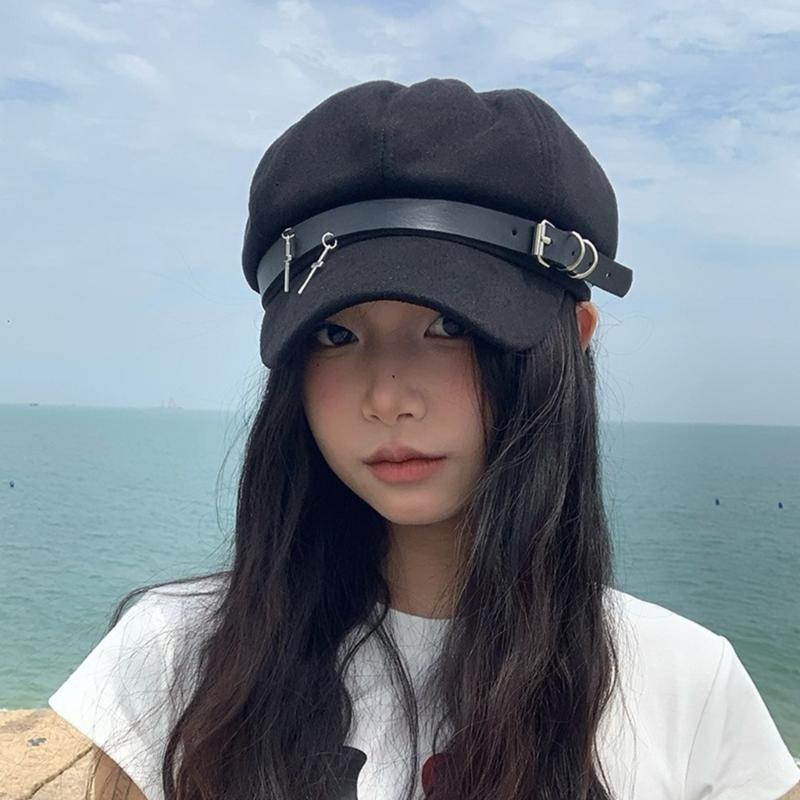 Handmade Berets Lovely Rabbit Painter Hat for Girls Furry Ear Cabbie Hat for Outdoor Leisure Casual Wear