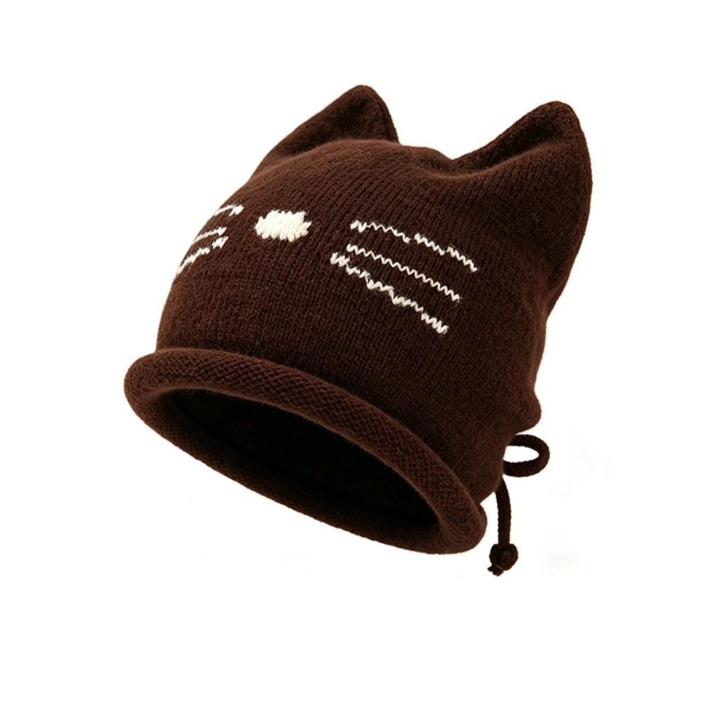 Solid Color Cat Ear Beanie Hat Keep Warm Winter Hat Fashion Knitted Skull Cap Winter