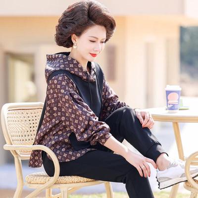 JIANHU Women's Spring/Autumn Hooded Patchwork Two-Piece Casual Set