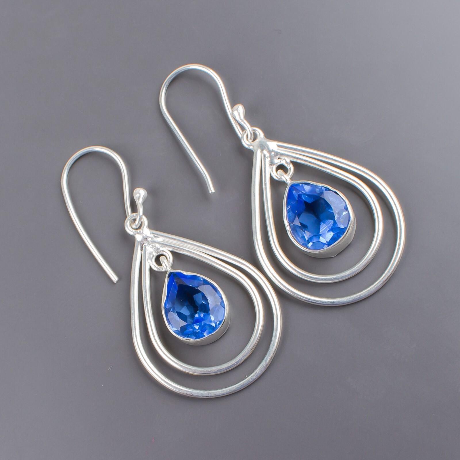 

Natural Tanzanite Gemstone 925 Sterling Silver Handmade Jewelry Earrings 2.00 EE-34-8