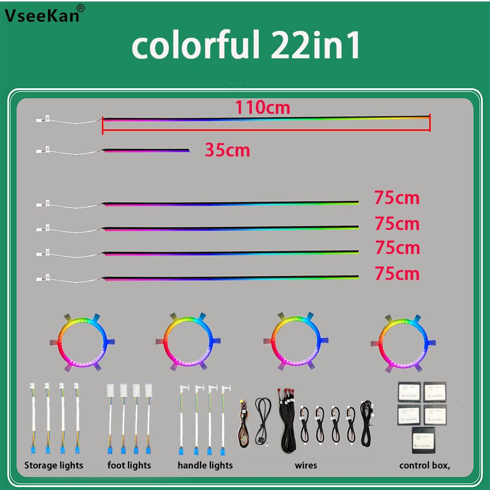 Car Ambient Light 24in1 22in1 18in1Dual Zone Symphony Interior LED Full Color RGB Neon Acrylic Strip Atmosphere Lighting Kit App