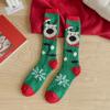 Snowflake Elk XmasTree Christmas Stocking Coral Fleece Thicken Floor Socks Fluffy Socks  For Women
