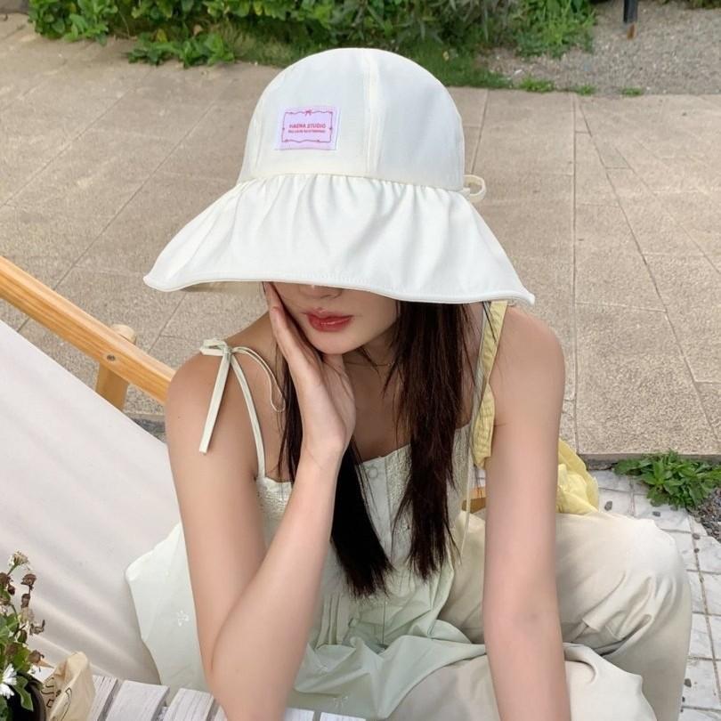 Fisherman Hat Large Brim With Bowknot Sun Protection For Summer Casual Wear