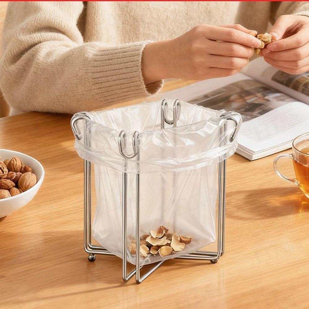 Adjustable Steel Trash Bag Support Foldable Sink Garbage Organizer Trash Bag Holder Countertop
