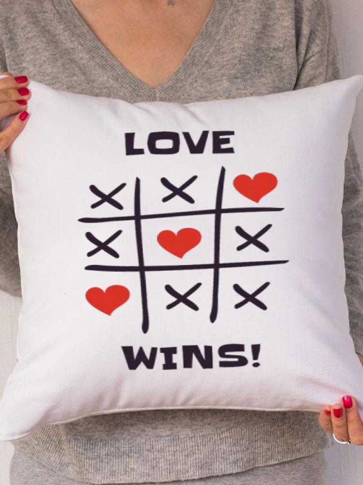 Rainbow Love Wins Pillow Cover for New Couple Bedroom Home Decor Love Pillowcase Tic Tac Toe Love Wedding Gift Pillows 45*45CM