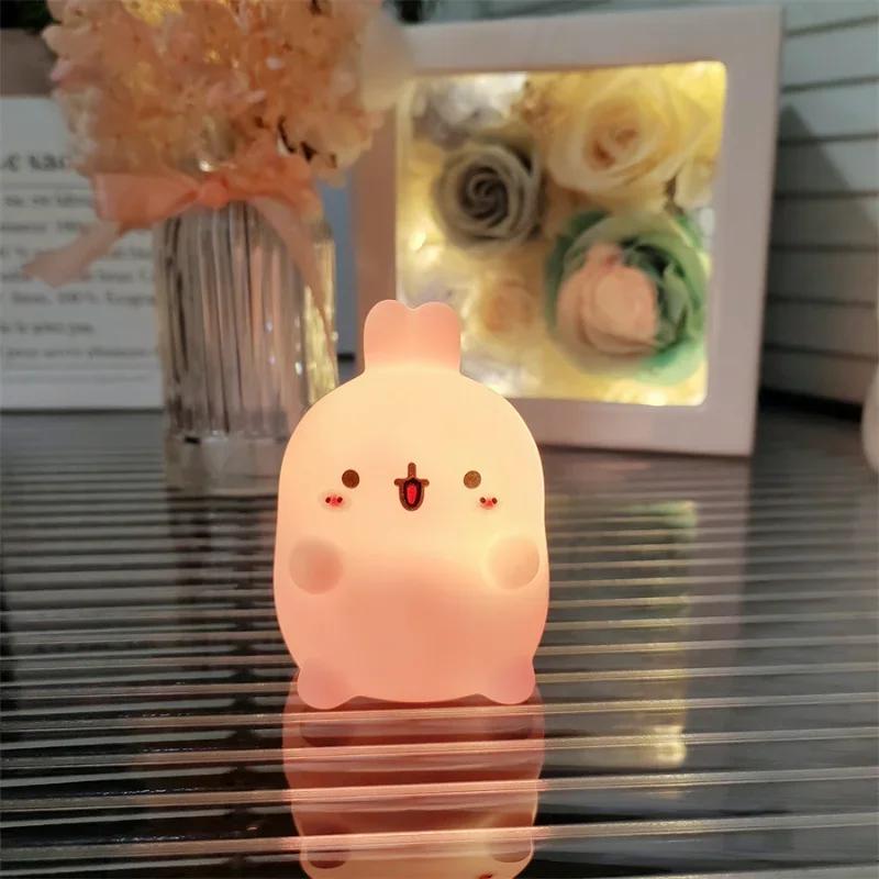 Luz de noche de conejo para cabecera de cama, luz LED pequeña para mesa, soporte de suelo sin enchufar, luz de noche creativa para decoración del hogar