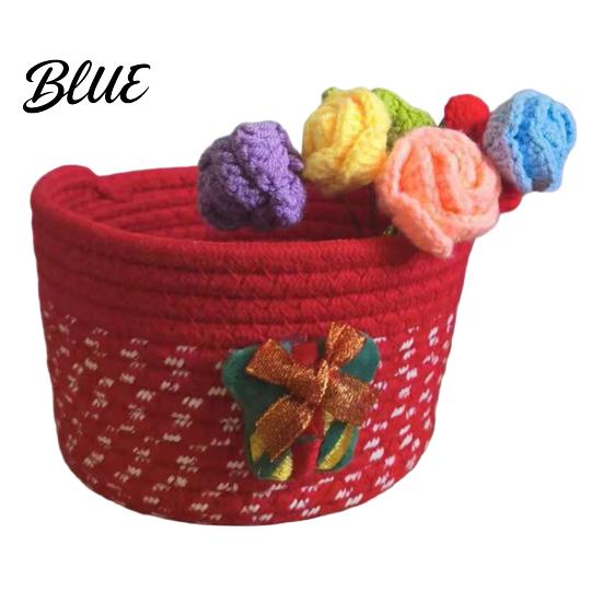 Cute Table Organizers Desktop Decorative Basket Christmas Woven Storage Cotton Rope Theme Organizer Handmade Fabric