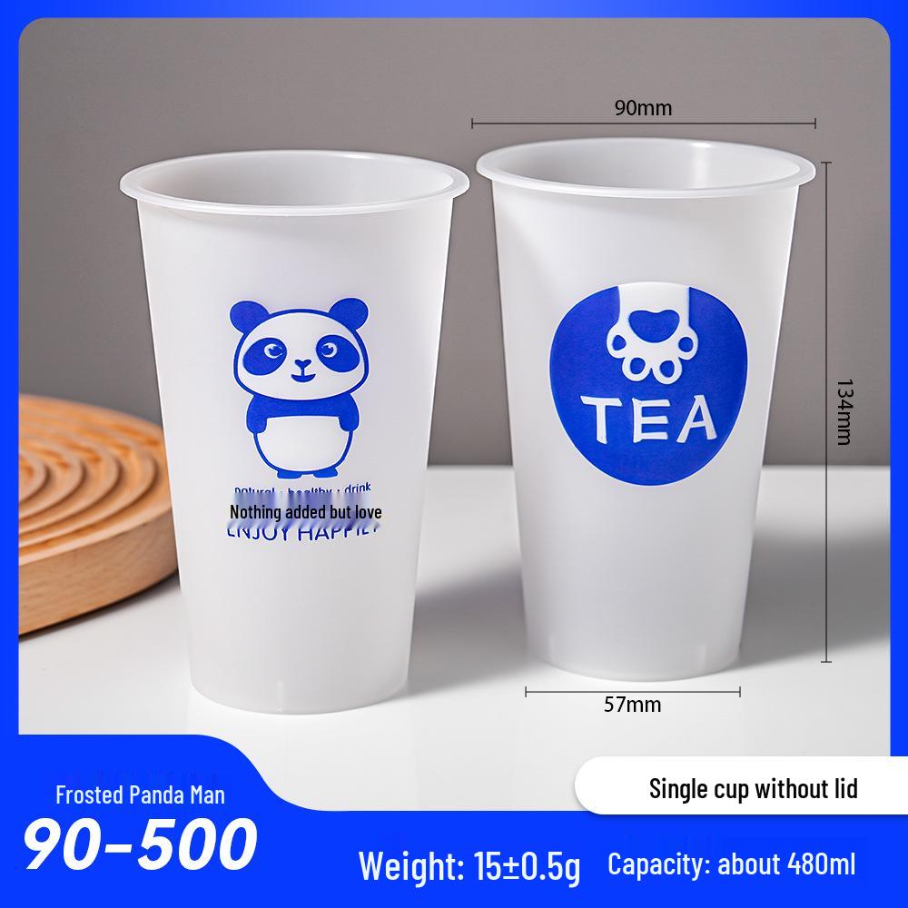 Disposable 500ml Frosted Milk Tea Cup & 700ml Juice Cup with Lid for Street Vendors 500 pieces