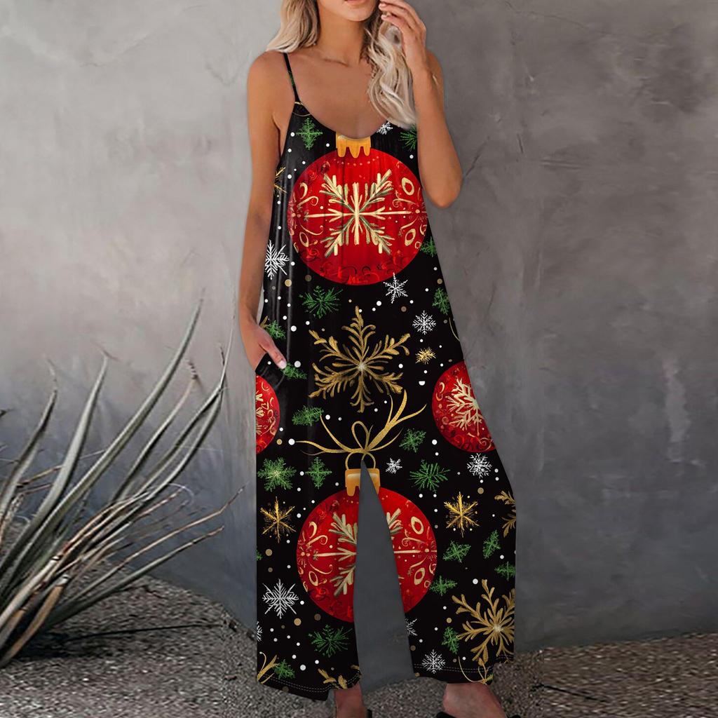 Bedruckter Damen-Overall, lässig, lockerer, verstellbarer Straps-Overall