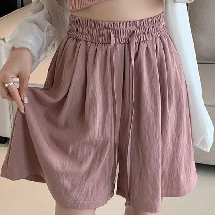 

Летние свободные женские шорты из хлопка и льна, повседневные прямые короткие брюки в стиле Харадзюку, широкие шорты до колена с эластичной резинкой на талии, женские шорты S розовый