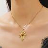 Fashion Geometry Stainless Steel Imitation Tiger Eye Stone Necklace Pendant Sweater Chain