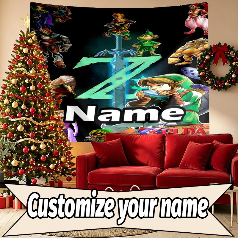 Custom Name Personalized The Legend of Zelda Print Tapestry, Wall Art Decor, Bedroom, Dorm, Apartment, LivingRoom, Party Backdrop, Gift for Birthday