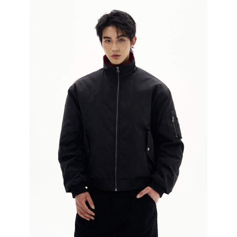 Kisko Winter American-Style Fur Collar Quilted Bomber Jacket with Stand Collar for Men and Women, Trendy Brand, Cool and Warm Cotton Coat