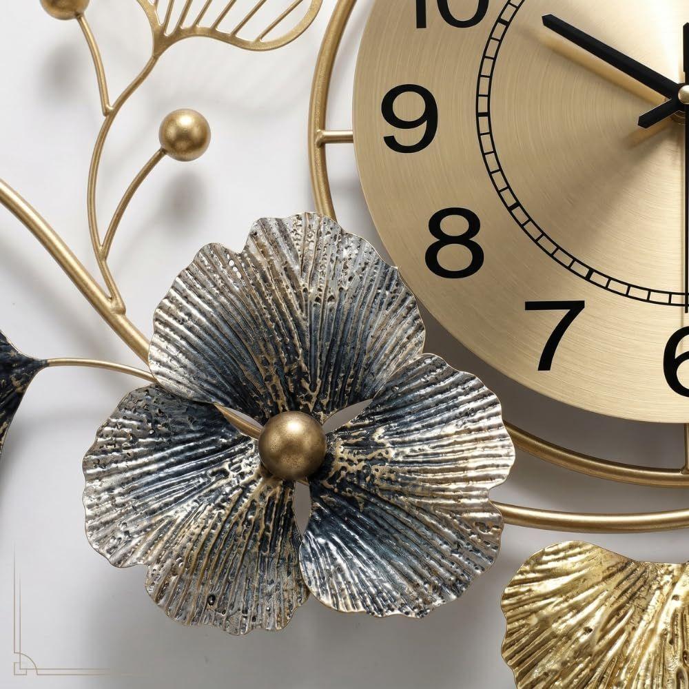 Gold Metal Wall Clock for Hall | Luxury Wall Decor Items for Living Room | Big Size Home Decor
