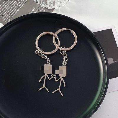 Quirky Stickman Heart & Middle Finger Keychain - Personalized Couple Bag Charm