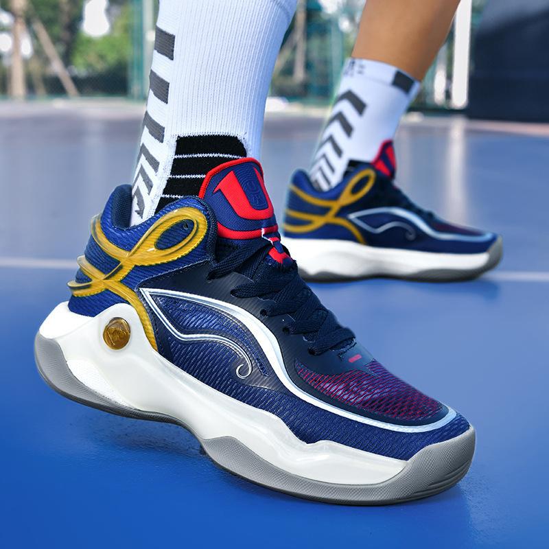 2025 New Luminous Running Shoes Real Popcorn Rubber Sole Professional Game Basketball Shoes Female Couple Sports Shoes