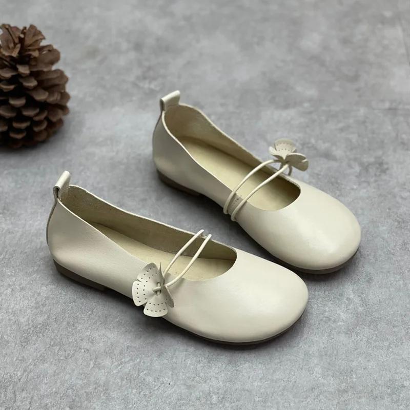 Модные туфли на плоской подошве из старой коровьей кожи для женщин — фото 3