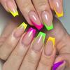 French Tip Press On Nails Long Coffin False Nails Press On Acrylic Glue On Nails Full Cover False Nails Wearable Fake Nails Set