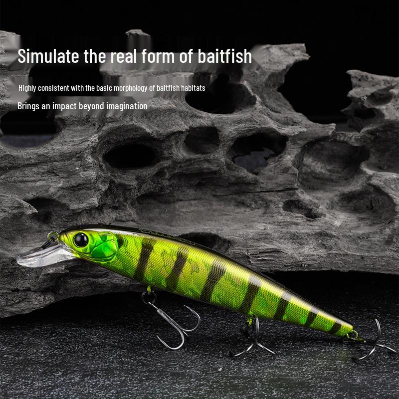 Green Ball 111mm, 15g Long-Cast Sinking Minnow: Rattling Hard Bait for Bass, Pike, Perch - Free Shipping